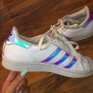 White Holographic Adidas Superstars